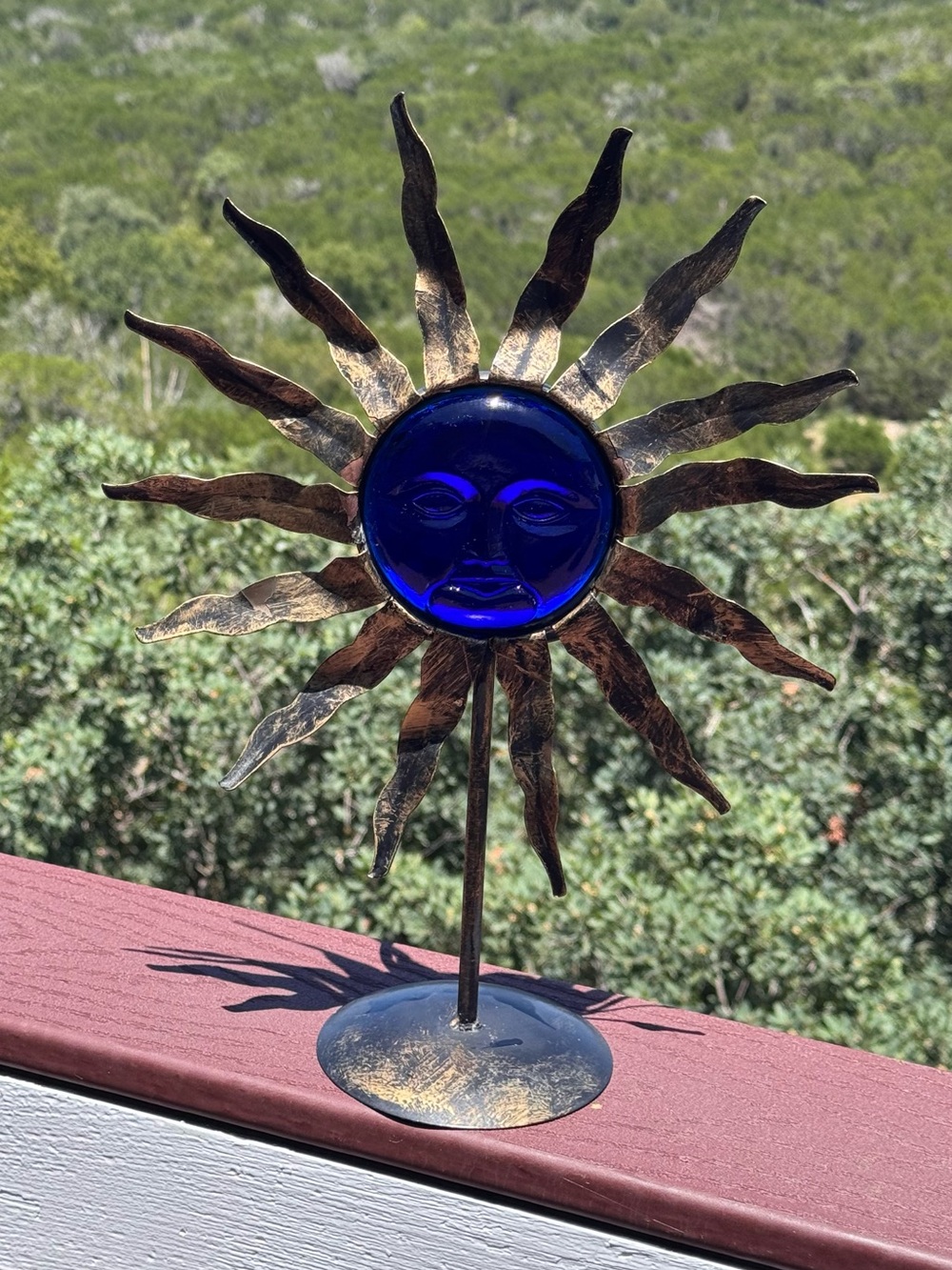 Celestial Sun Face Cobalt Blue‎ Candleholder